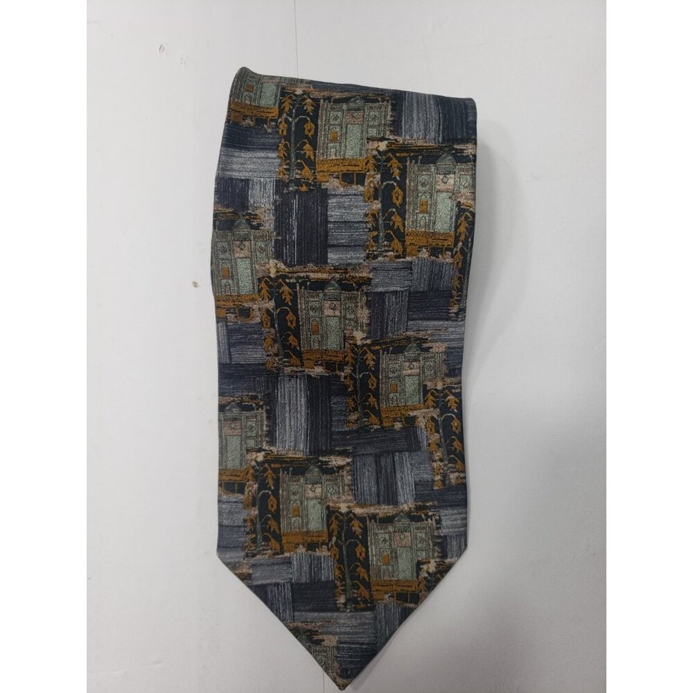 Ermenegildo Zegna Made in Italy Multicolor Geometric Pattern 100% Silk Neck Tie